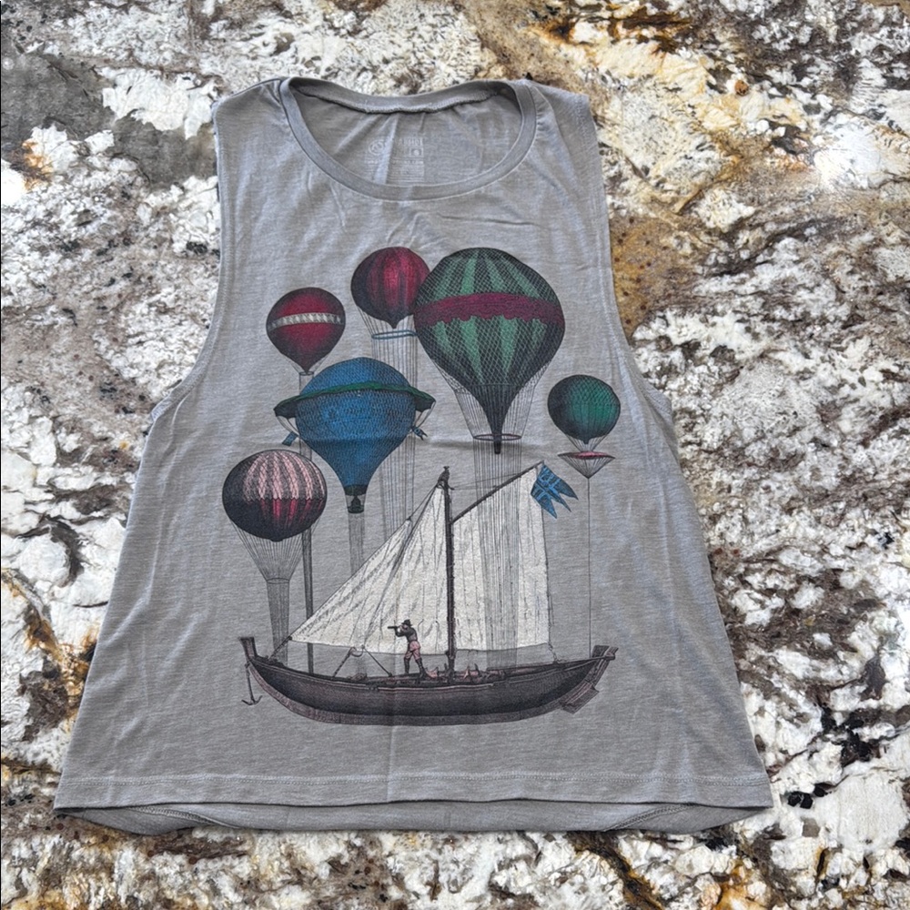 Gray Tank Top with Hot Air Balloon Print